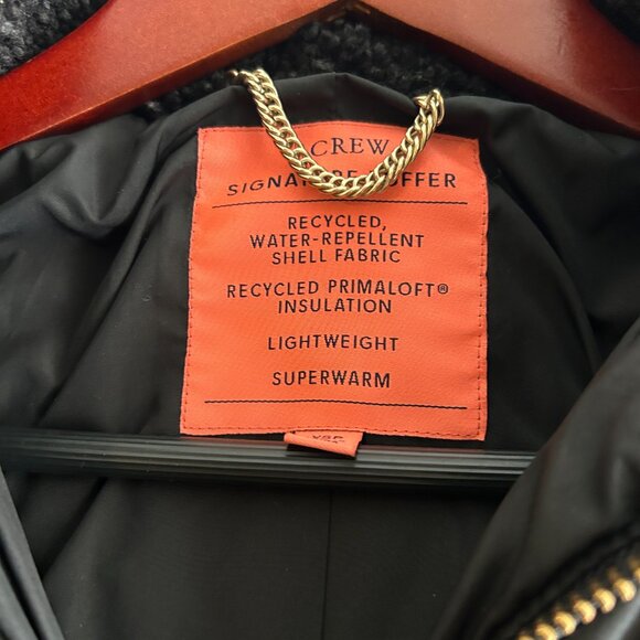 J.CREW SnowDay PrimaLoft Puffer Black Jacket Coat with Sherpa Trim XS P - Picture 9 of 11